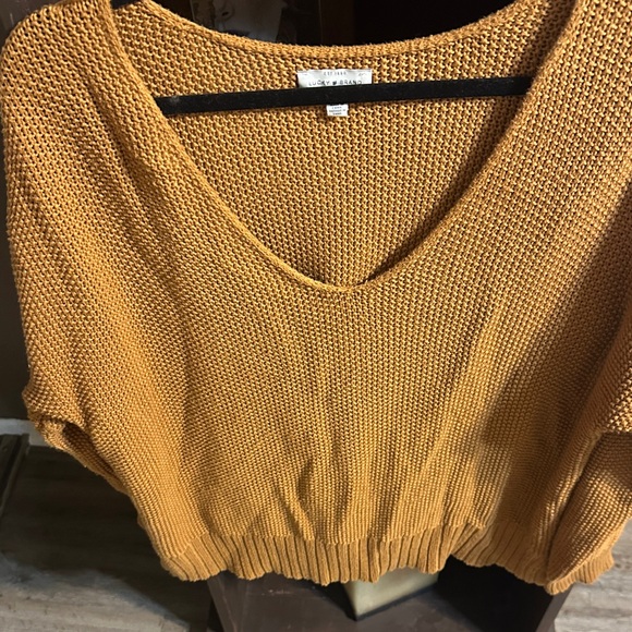 Lucky Brand Women's V-Neck Sweater in Mustard - Picture 2 of 5
